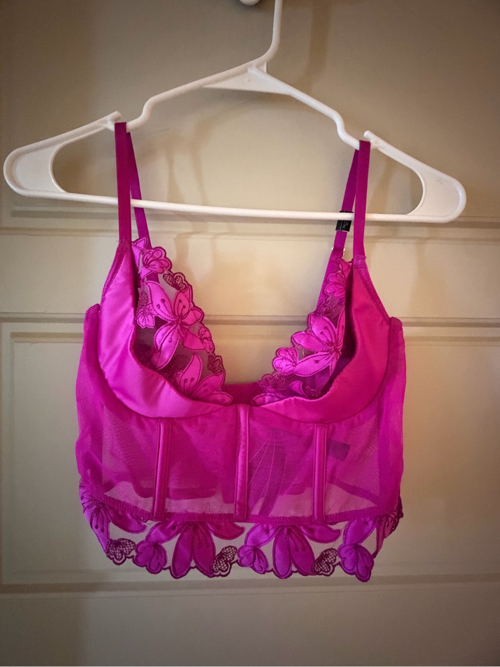 Victoria's Secret Fuchsia Floral Lace Longline Bralette